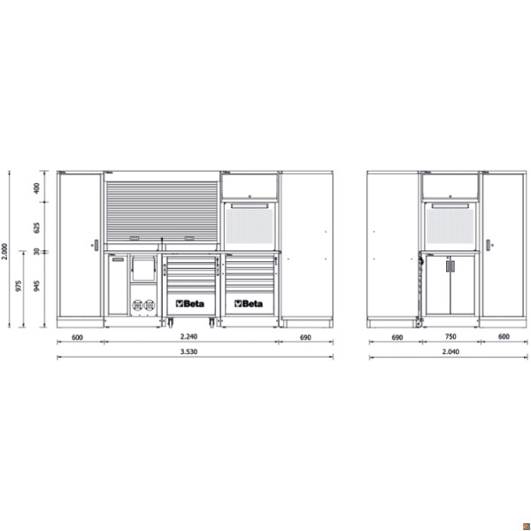 RSC50 L - Combinazione arredo officina RSC50