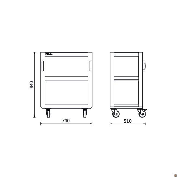 RSC50 T3 - Carrello a 3 ripiani per arredo officina RSC50