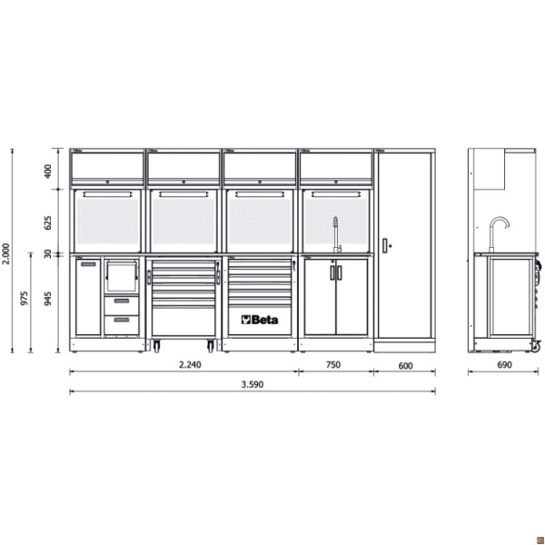 RSC50 H - Combinazione arredo officina RSC50