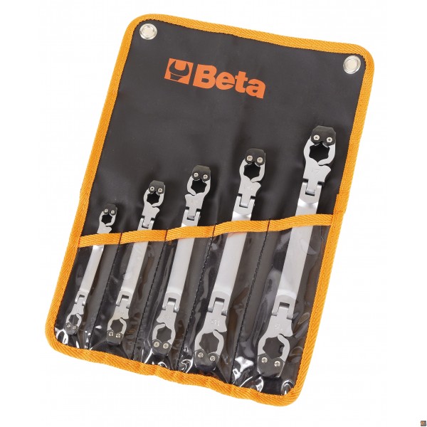 Serie di 5 chiavi esagonali apribili snodate in busta. Ideale per raccordi di tubazione 187/B5