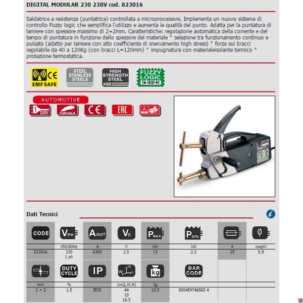 DATI TECNICI DIGITAL MODULAR 230 230V