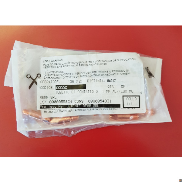 TUBETTO DI CONTATTO AL/FLUX d. 1,0 MM TELWIN 722552