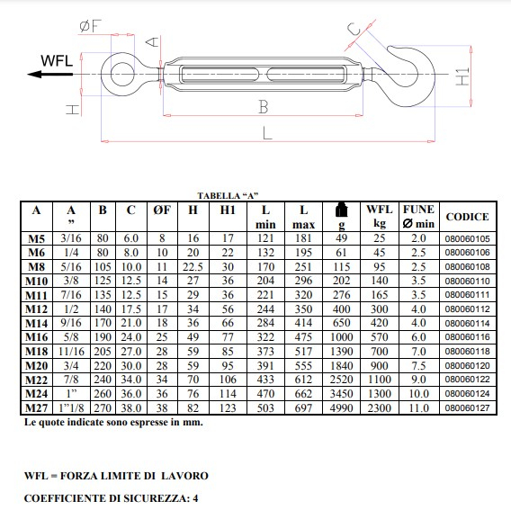 8006z tenditori occhio gancio zincati