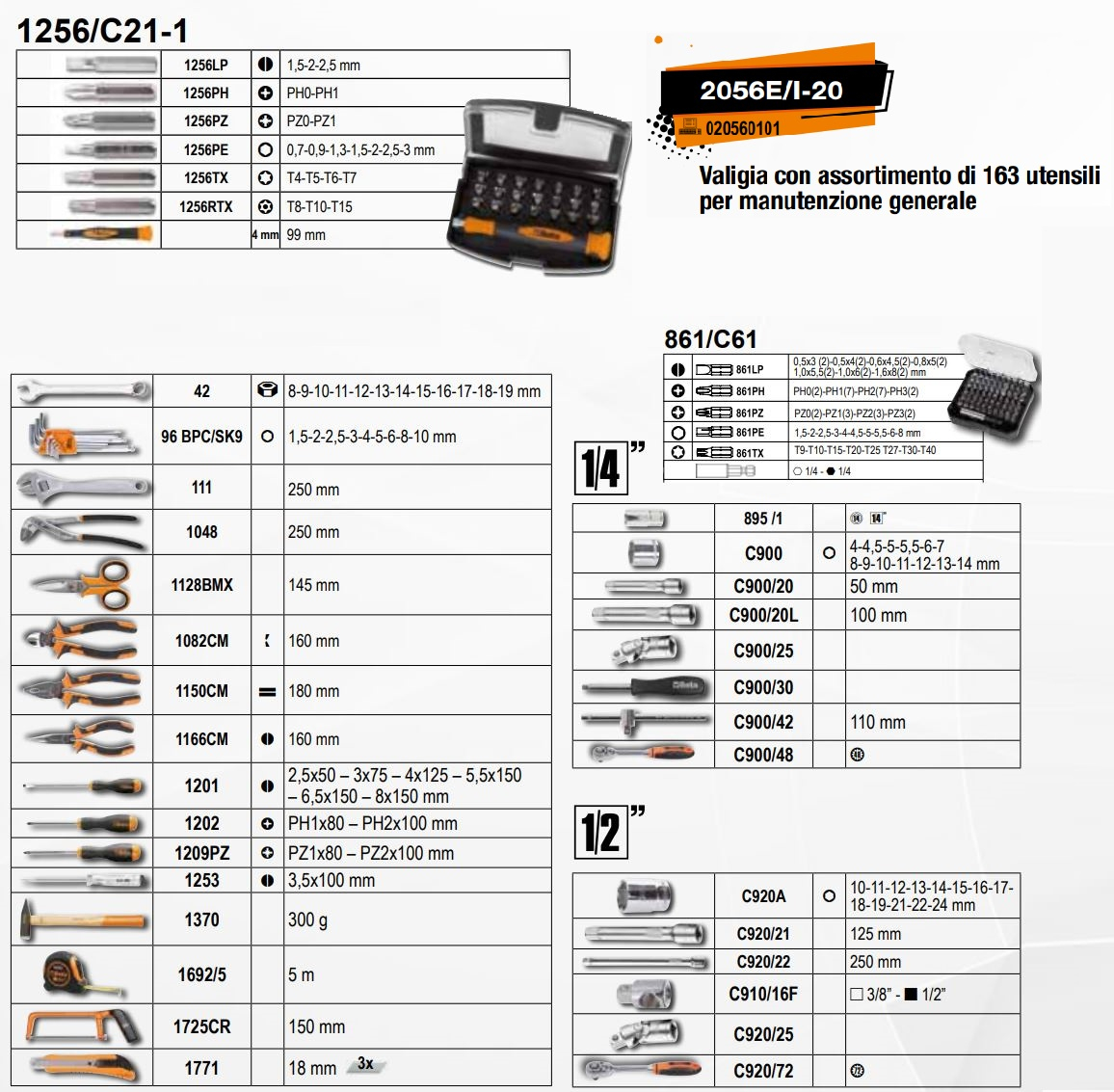 CONTENUTO VALIGIA BETA 2056E 020560101