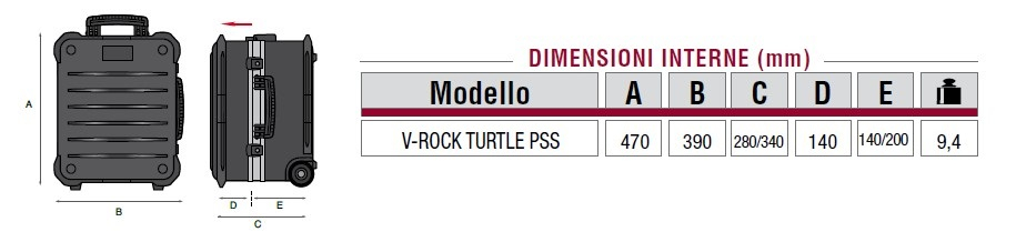 Misure valigia rock turtle pss