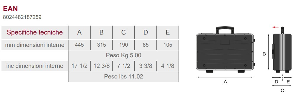 VALIGIA REVO 21 WH PEL DIMENSIONI