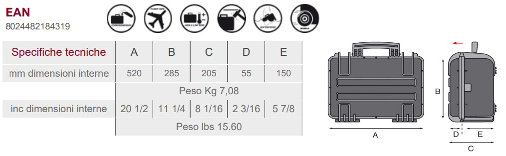 GT 52-21 PSS VALIGIA WATERPROOF MISURE