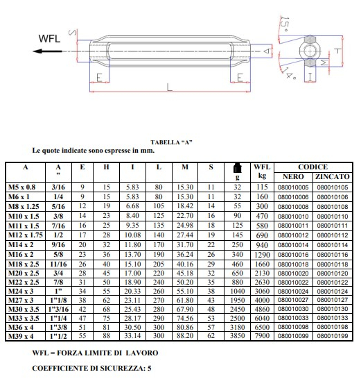 8001z canaula per tenditore zincata