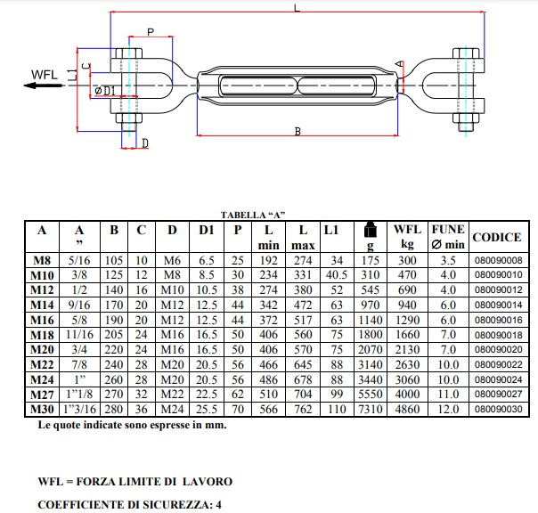 8009z tenditori robur dimensioni