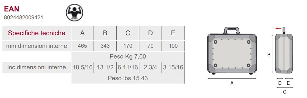 VALIGETTA METAL LITE PEL - DIMENSIONI